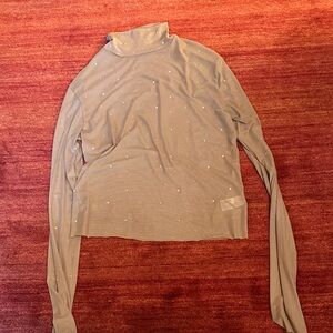 Sheer mesh rhinestone wild fable Turtleneck size M